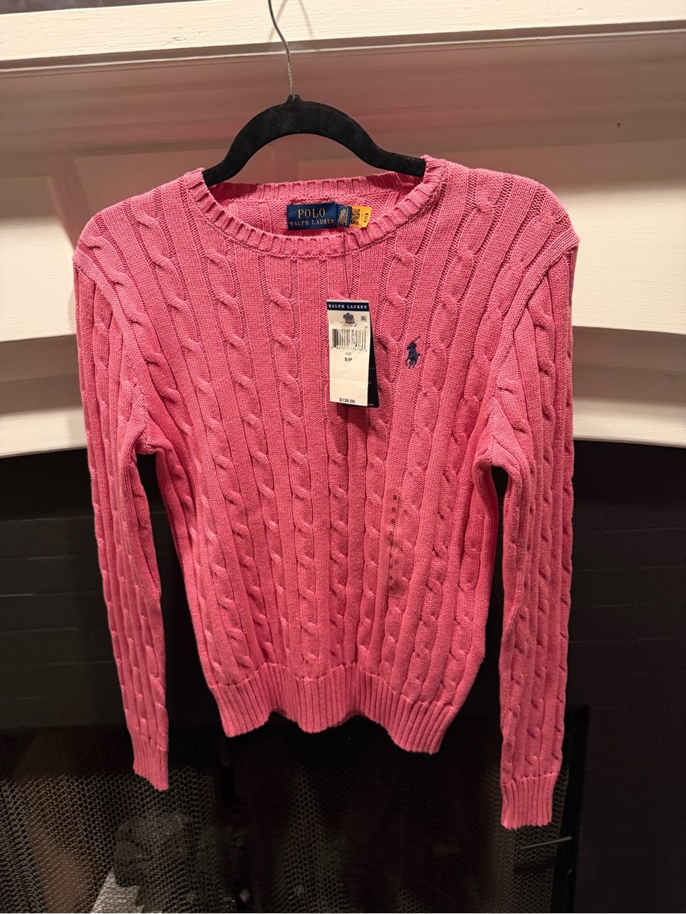 Polo by Ralph Lauren Pink Cable-Knit Crewneck Sweater